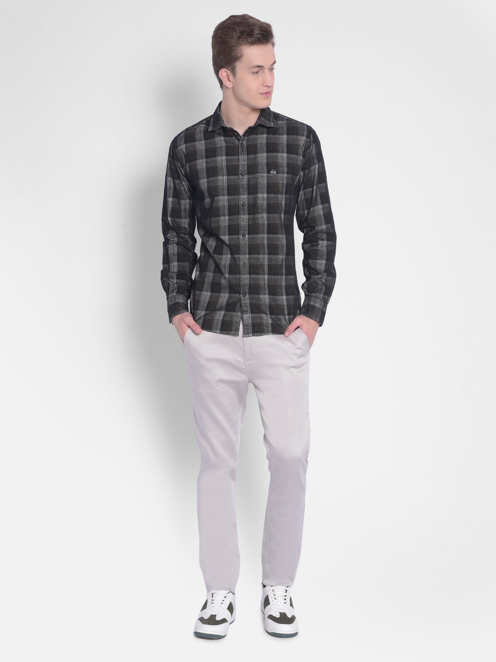 Multicolor Checked Corduroy Shirt-Men Shirts-Crimsoune Club