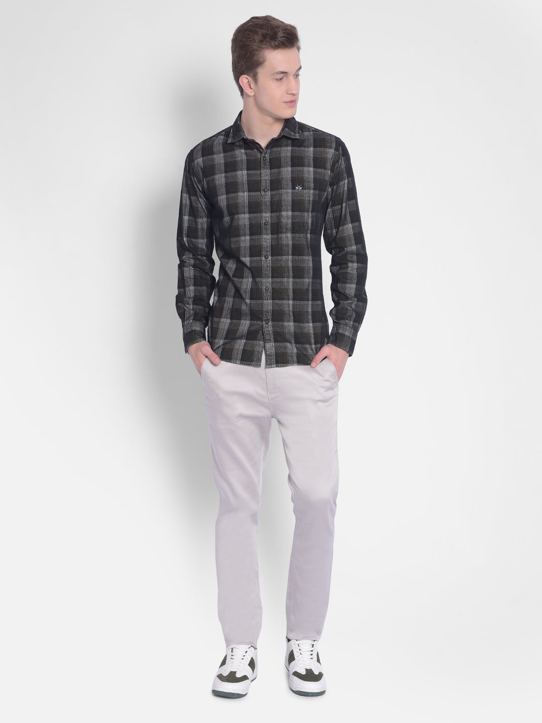 Multicolor Checked Corduroy Shirt-Men Shirts-Crimsoune Club