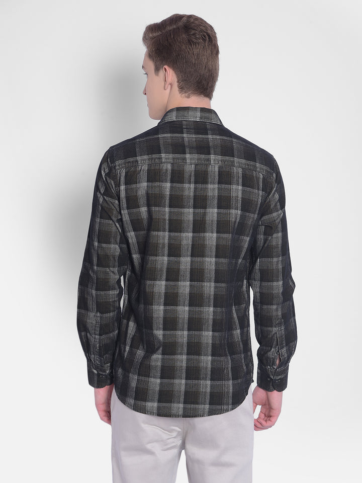 Multicolor Checked Corduroy Shirt-Men Shirts-Crimsoune Club