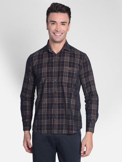 Brown Checked Shirt-Men shirts-Crimsoune Club