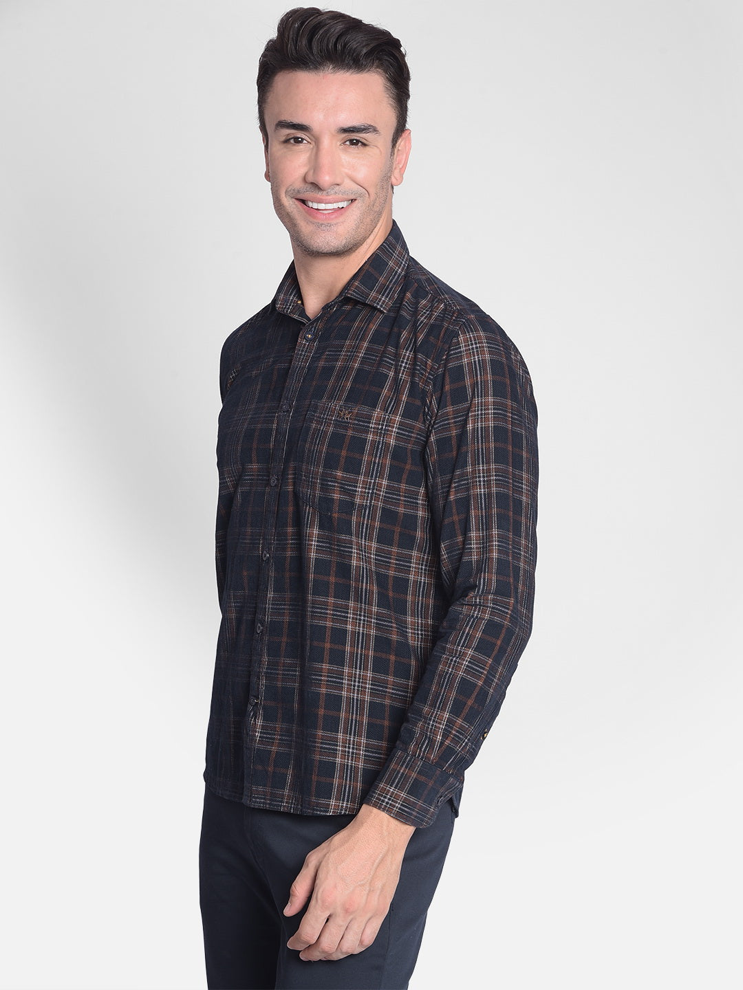 Brown Checked Shirt-Men shirts-Crimsoune Club