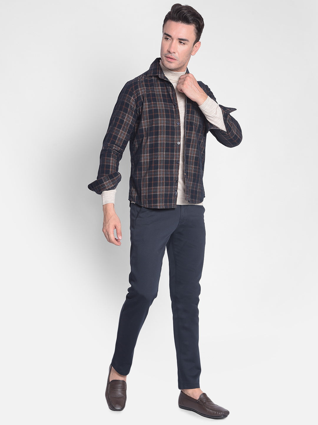 Brown Checked Shirt-Men shirts-Crimsoune Club