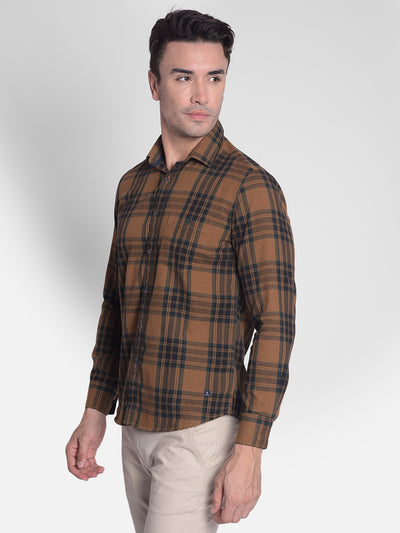 Brown Checked Shirt-Men shirts-Crimsoune Club