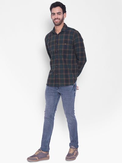 Green Checked Corduroy Shirt-Mens Shirts-Crimsoune Club