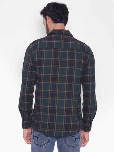 Green Checked Corduroy Shirt-Mens Shirts-Crimsoune Club