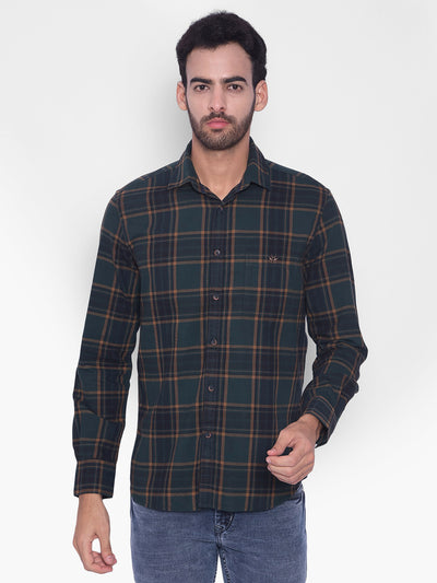 Green Checked Corduroy Shirt-Mens Shirts-Crimsoune Club