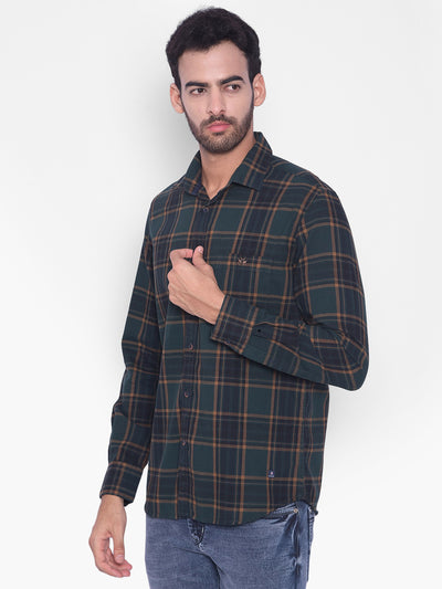 Green Checked Corduroy Shirt-Mens Shirts-Crimsoune Club