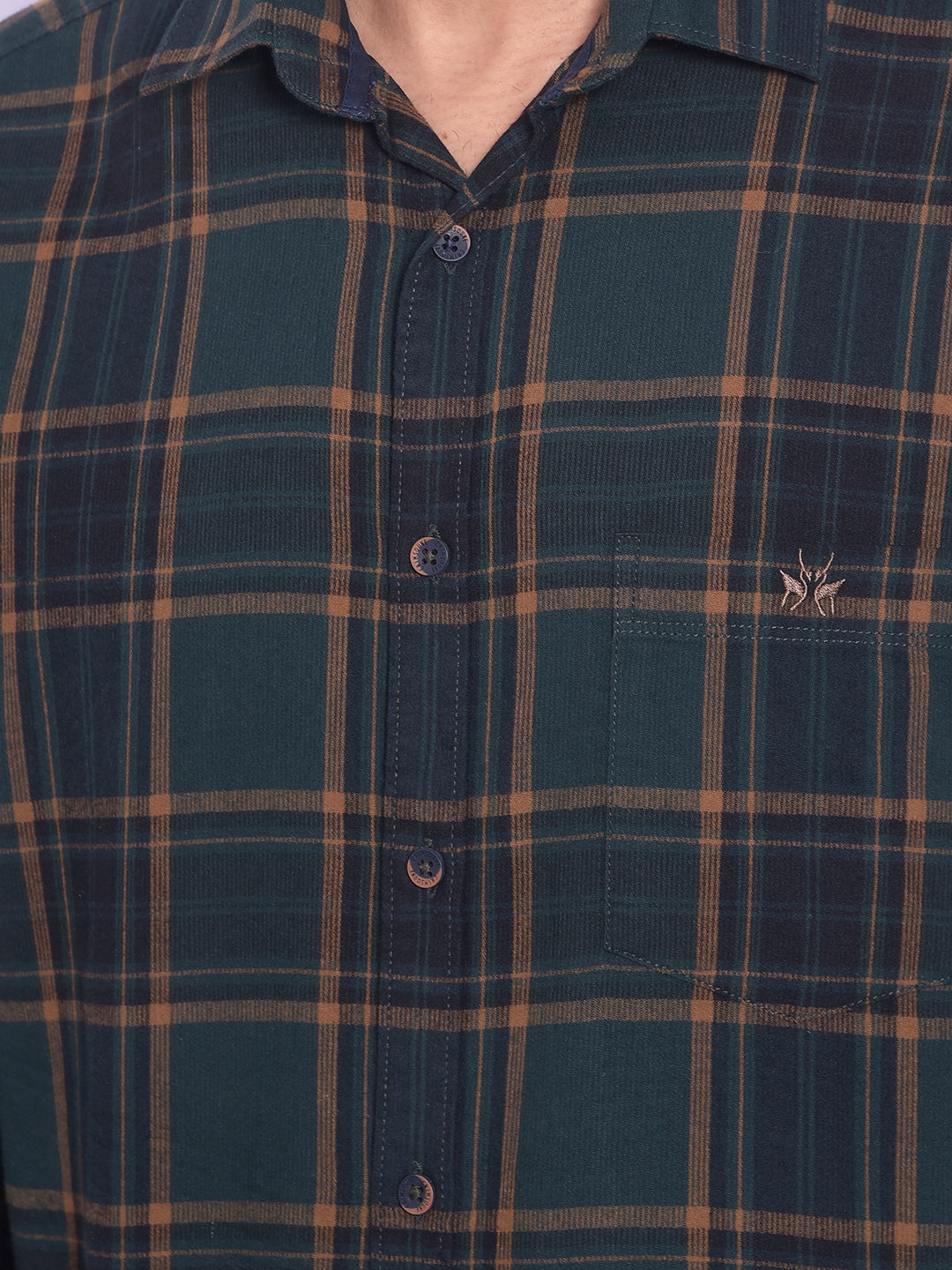 Green Checked Corduroy Shirt-Mens Shirts-Crimsoune Club