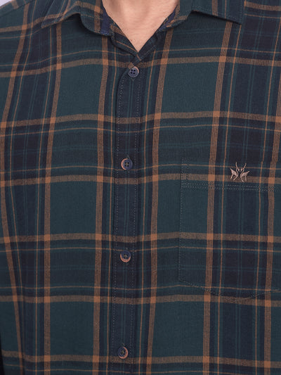 Green Checked Corduroy Shirt-Mens Shirts-Crimsoune Club