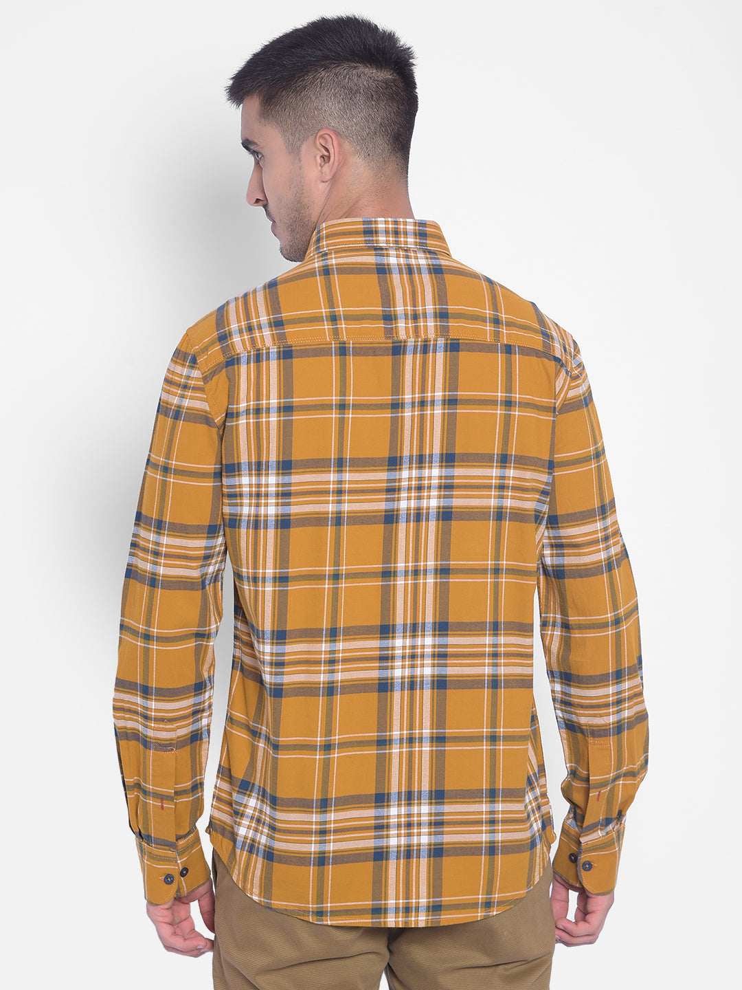 Brown Checked Shirt-Men Jeans-Crimsoune Club