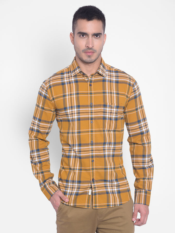 Brown Checked Shirt-Men Jeans-Crimsoune Club