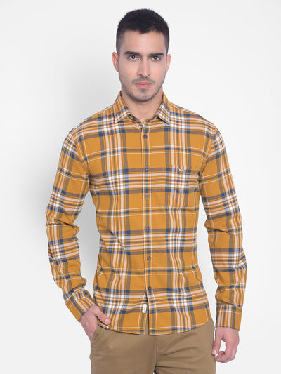 Brown Checked Shirt-Men Jeans-Crimsoune Club