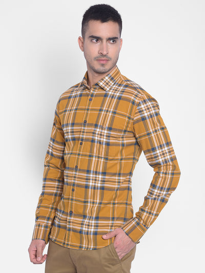 Brown Checked Shirt-Men Jeans-Crimsoune Club