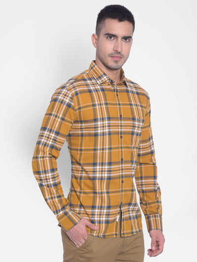 Brown Checked Shirt-Men Jeans-Crimsoune Club