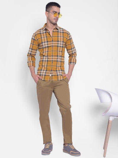 Brown Checked Shirt-Men Jeans-Crimsoune Club