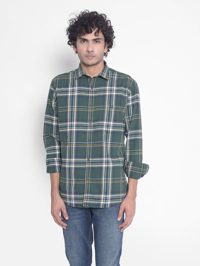 Green Checked Shirt-Men Shirts-Crimsoune Club