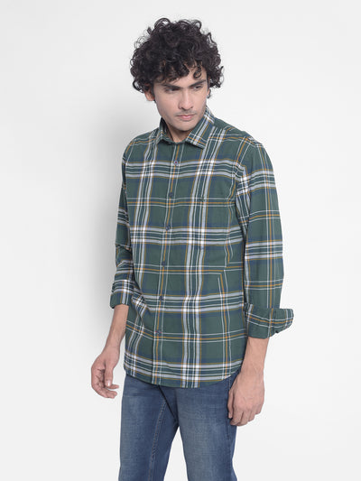 Green Checked Shirt-Men Shirts-Crimsoune Club