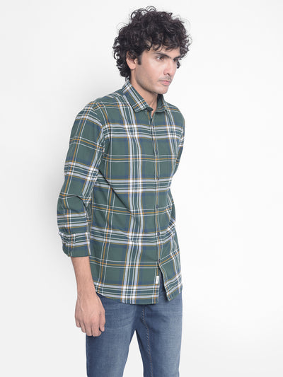 Green Checked Shirt-Men Shirts-Crimsoune Club