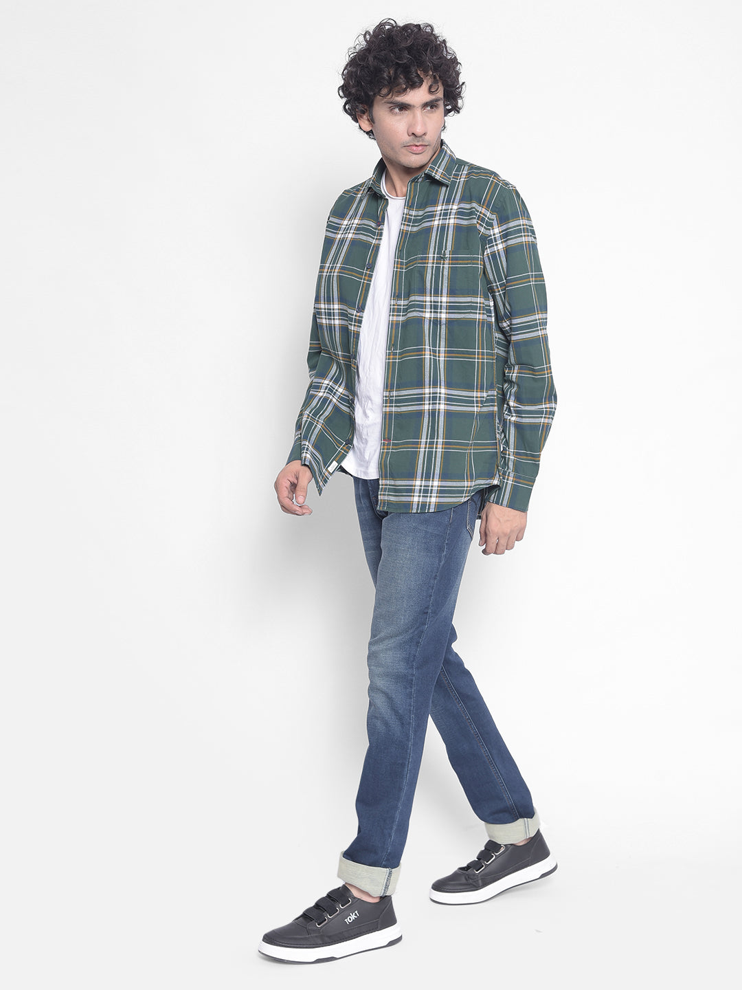 Green Checked Shirt-Men Shirts-Crimsoune Club