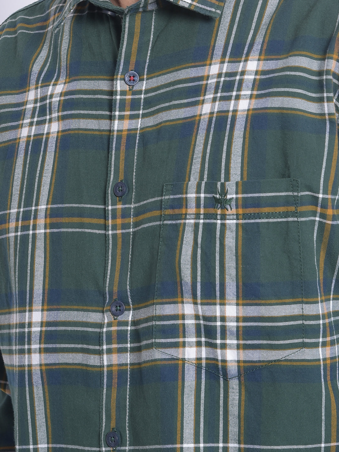 Green Checked Shirt-Men Shirts-Crimsoune Club