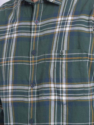 Green Checked Shirt-Men Shirts-Crimsoune Club