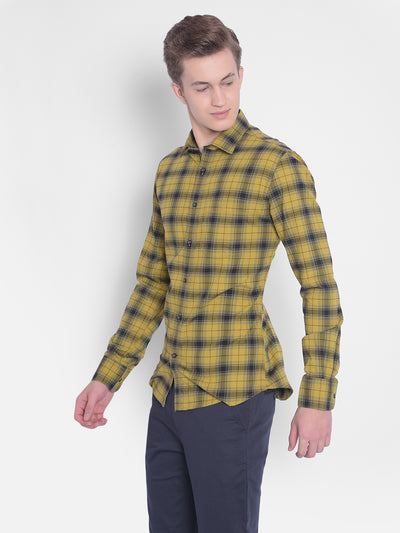 Yellow Checked Shirt-Men Shirts-Crimsoune Club