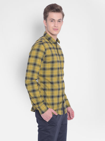 Yellow Checked Shirt-Men Shirts-Crimsoune Club