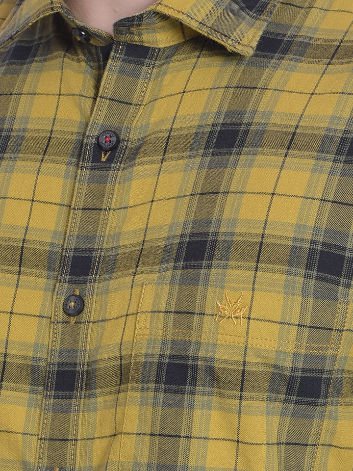 Yellow Checked Shirt-Men Shirts-Crimsoune Club