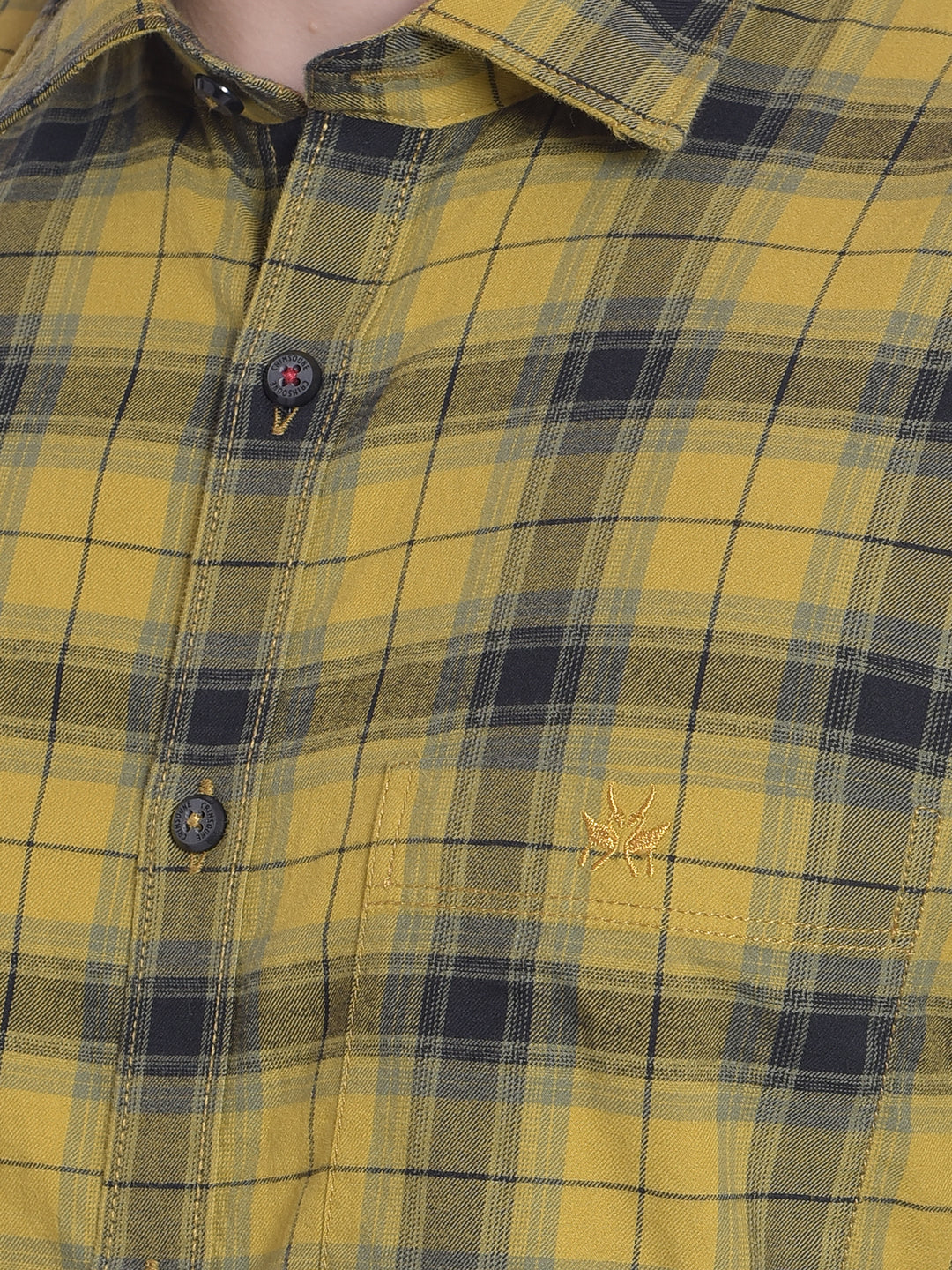 Yellow Checked Shirt-Men Shirts-Crimsoune Club