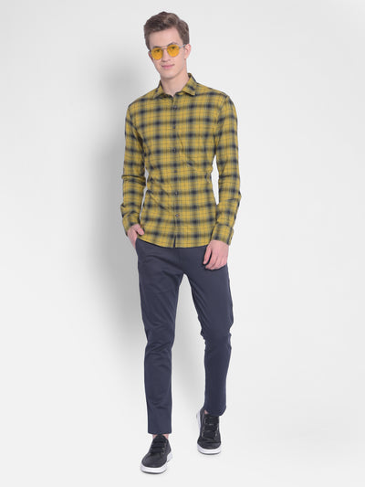 Yellow Checked Shirt-Men Shirts-Crimsoune Club