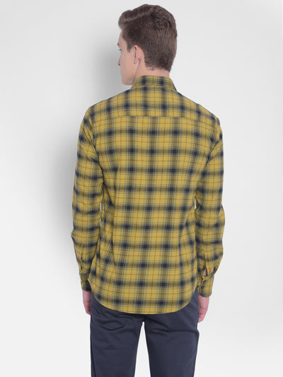 Yellow Checked Shirt-Men Shirts-Crimsoune Club