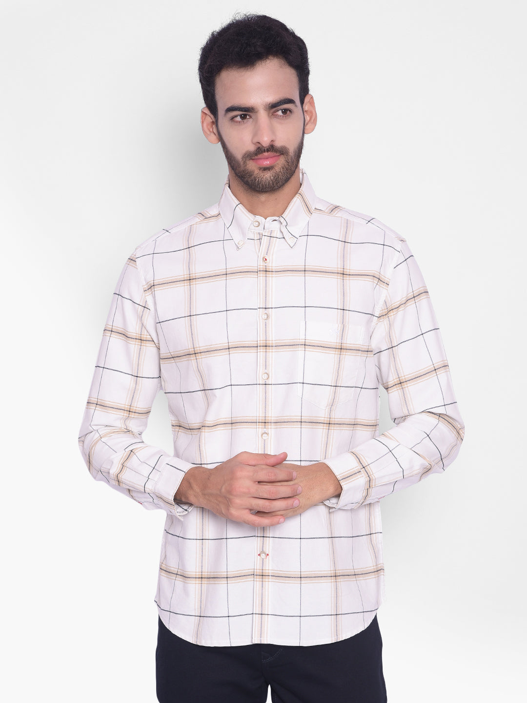 White Checked Shirt-Mens Shirts-Crimsoune Club