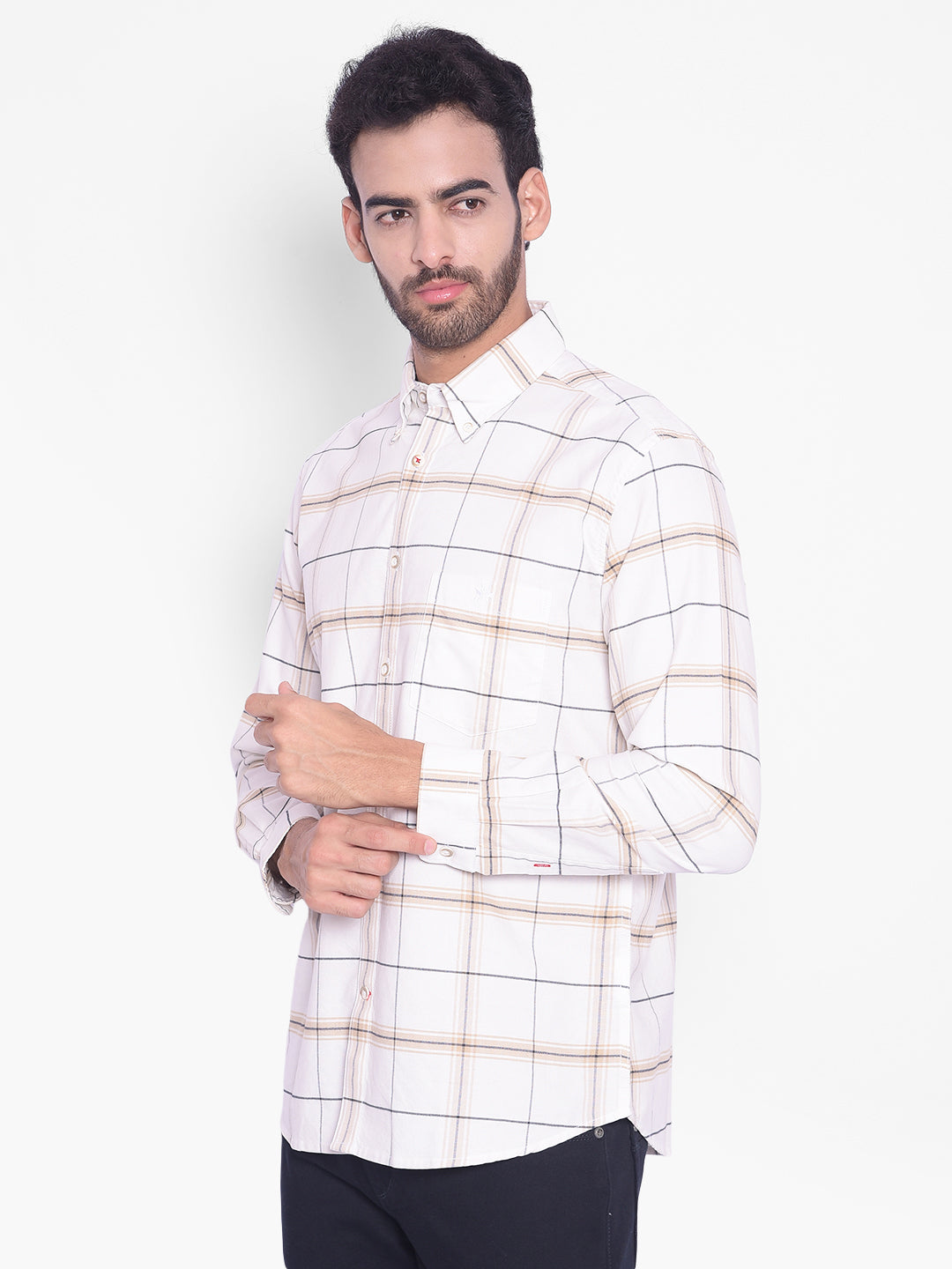 White Checked Shirt-Mens Shirts-Crimsoune Club