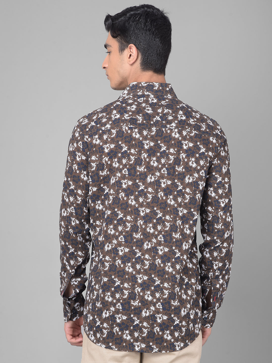 Brown Floral Shirt-Men Shirts-Crimsoune Club