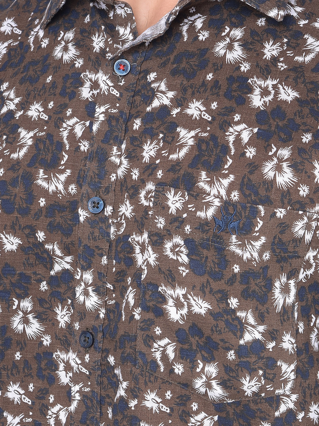 Brown Floral Shirt-Men Shirts-Crimsoune Club