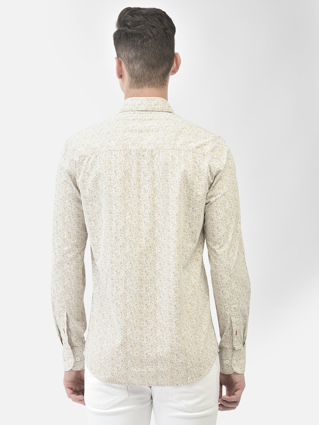 Beige Printed Shirt-Men Shirts-Crimsoune Club