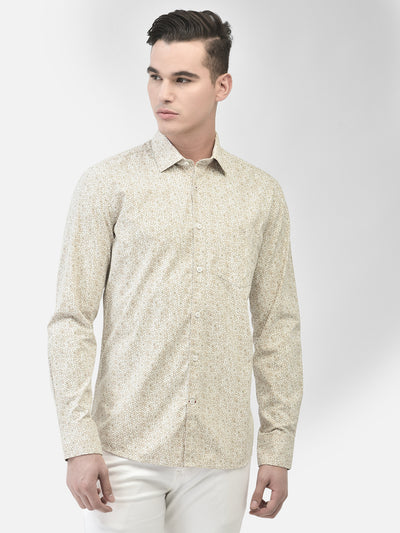 Beige Printed Shirt-Men Shirts-Crimsoune Club