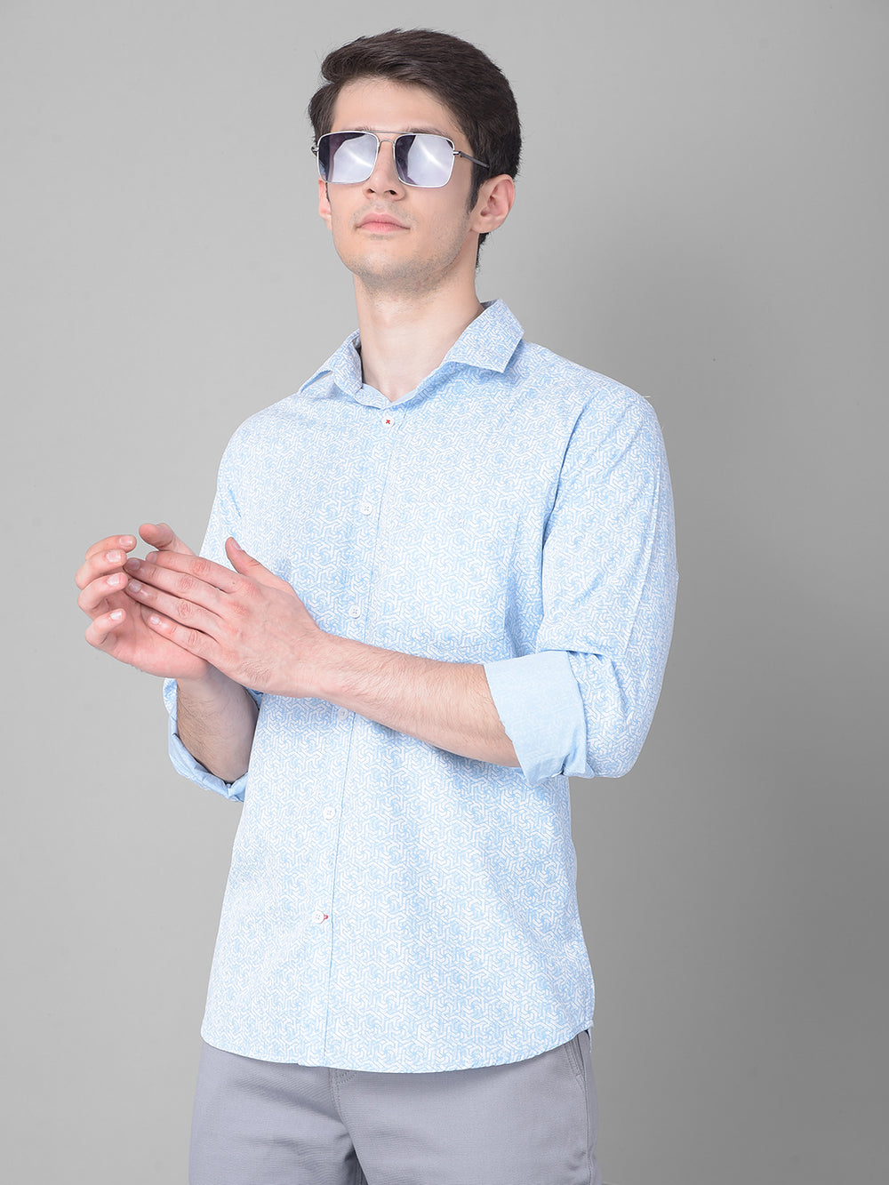 Blue Printed Shirt-Men Shirts-Crimsoune Club