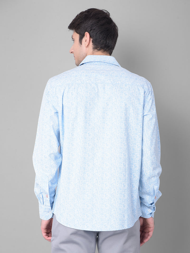 Blue Printed Shirt-Men Shirts-Crimsoune Club