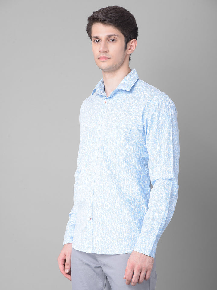 Blue Printed Shirt-Men Shirts-Crimsoune Club