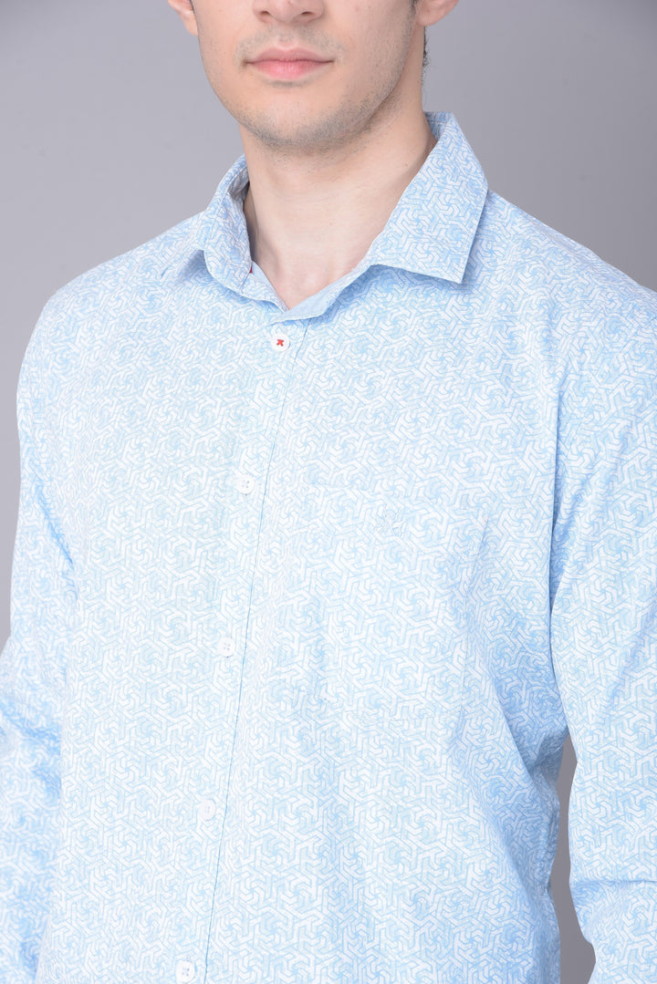 Blue Printed Shirt-Men Shirts-Crimsoune Club