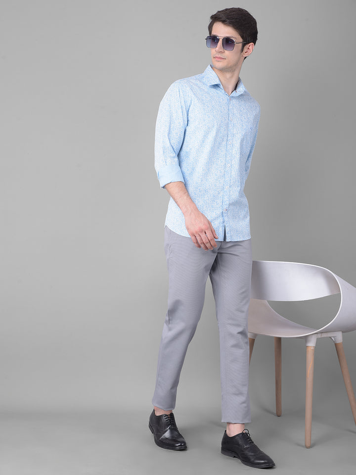 Blue Printed Shirt-Men Shirts-Crimsoune Club