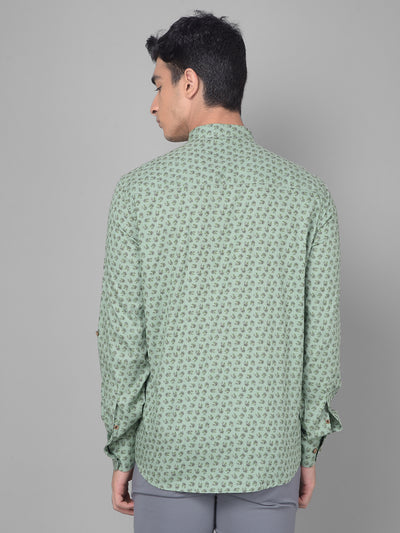 Olive Printed Kurta-Men Kurtas-Crimsoune Club