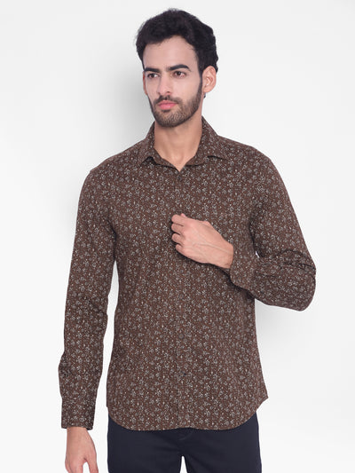 Brown Printed Shirt-Mens Shirts-Crimsoune Club