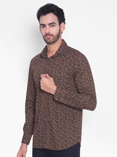 Brown Printed Shirt-Mens Shirts-Crimsoune Club