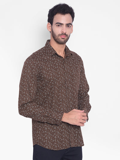 Brown Printed Shirt-Mens Shirts-Crimsoune Club