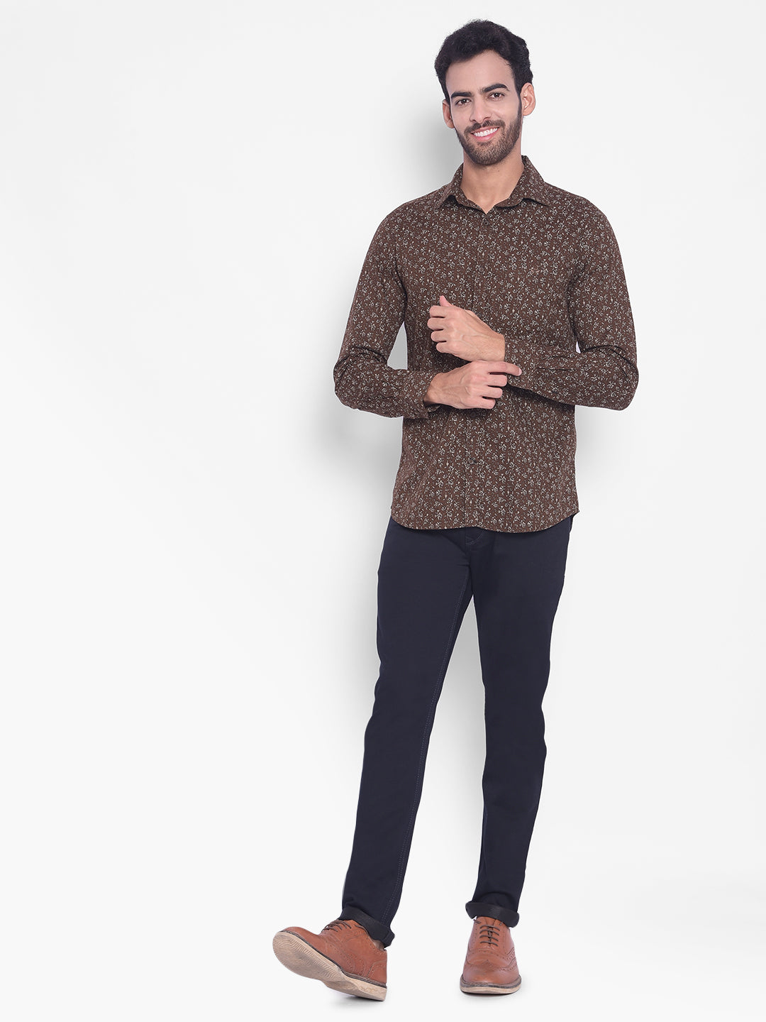 Brown Printed Shirt-Mens Shirts-Crimsoune Club