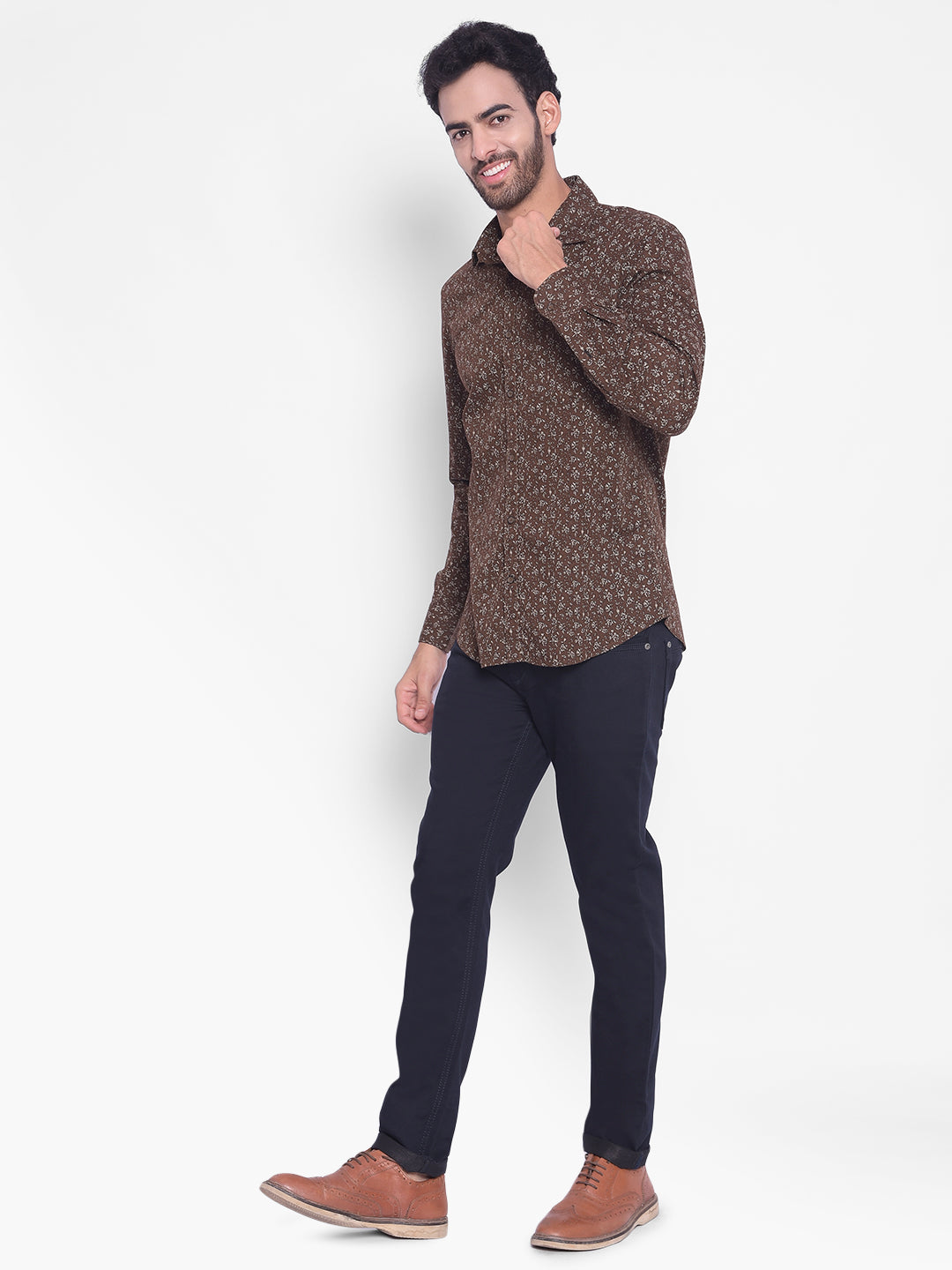 Brown Printed Shirt-Mens Shirts-Crimsoune Club