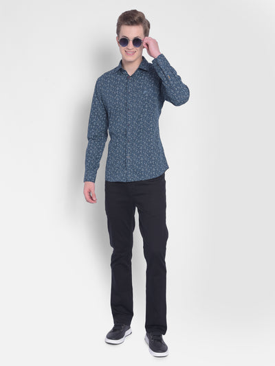 Blue Floral Shirt-Men Shirts-Crimsoune Club