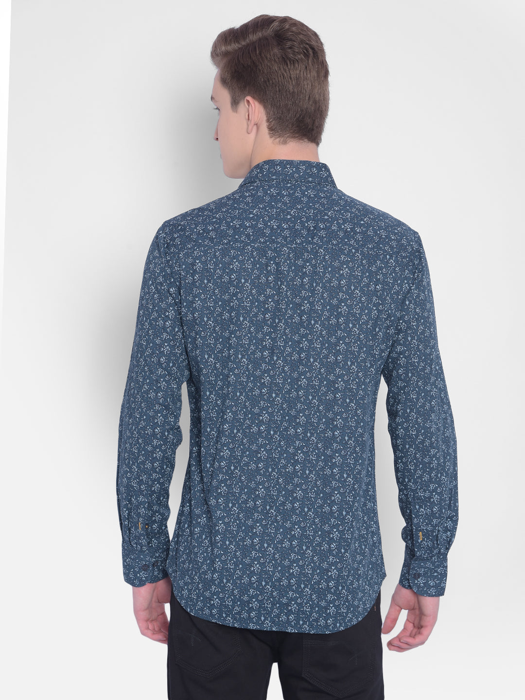 Blue Floral Shirt-Men Shirts-Crimsoune Club